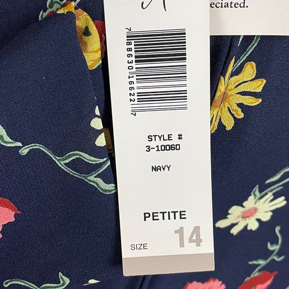 1980s Navy Floral Dress by Positive Attitude - Picture 3 of 5